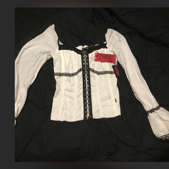 Tripp nyc Tops - Tripp NYC Vintage White & Black Embroidered Eyelet Milkmaid Corset Size Small